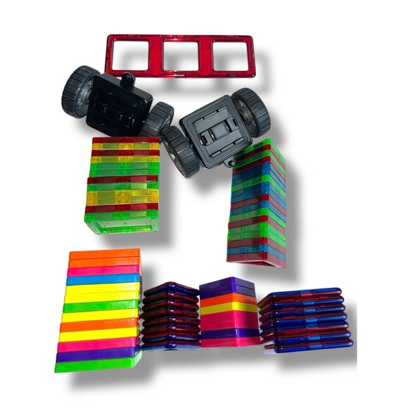 Magna Tiles 69 Piece Set Mixed Shapes Colors Magnetic Building Blocks STEM Toy - Picture 1 of 16